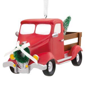 New! Red Truck Hallmark Signature Christmas Ornament 2022 Classic Pickup + Tree